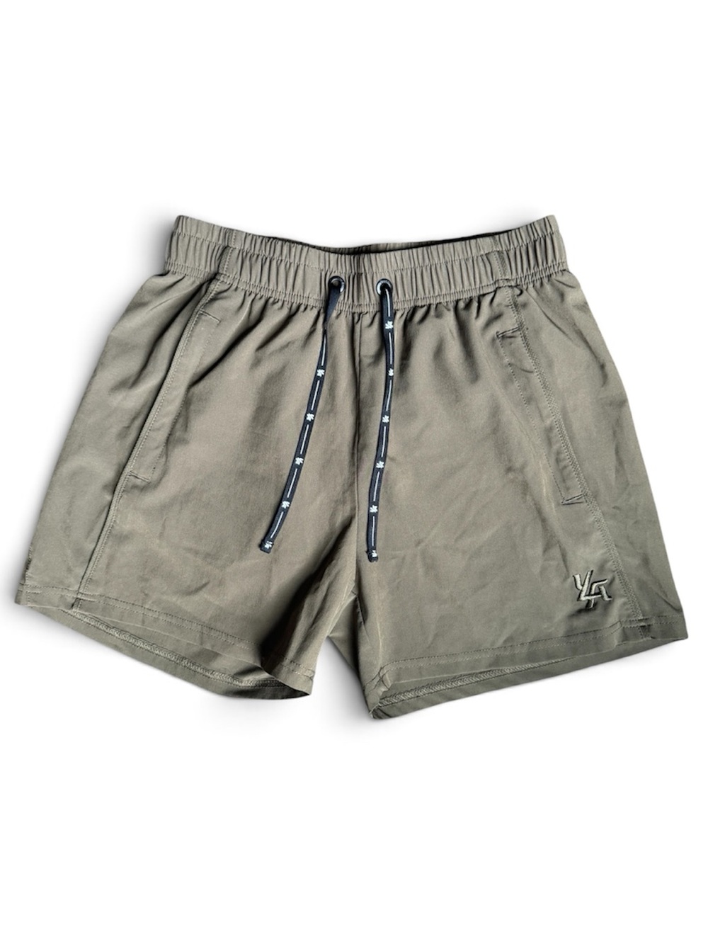 YOUNGLA Men's Olive Gym Trunks with Drawstring